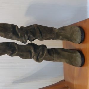 Aerosoles Supersonic GF Suede Leather Studded Slouch Boots Size 8M Green